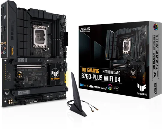 ASUS TUF GAMING B760-PLUS WIFI D4 -moderkort - Intel B760 - Intel LGA1700 - DDR4 RAM - ATX