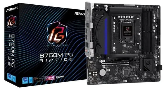 ASRock B760M PG Riptide - moderkort - Intel B760 - Intel LGA1700 - sockel - DDR5 RAM - Micro-ATX