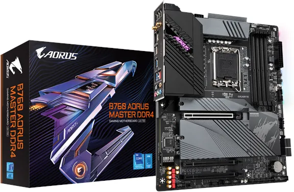 GIGABYTE B760 AORUS MASTER DDR4 -moderkort - Intel B760 - Intel LGA1700 -kontakt - DDR4 RAM - ATX